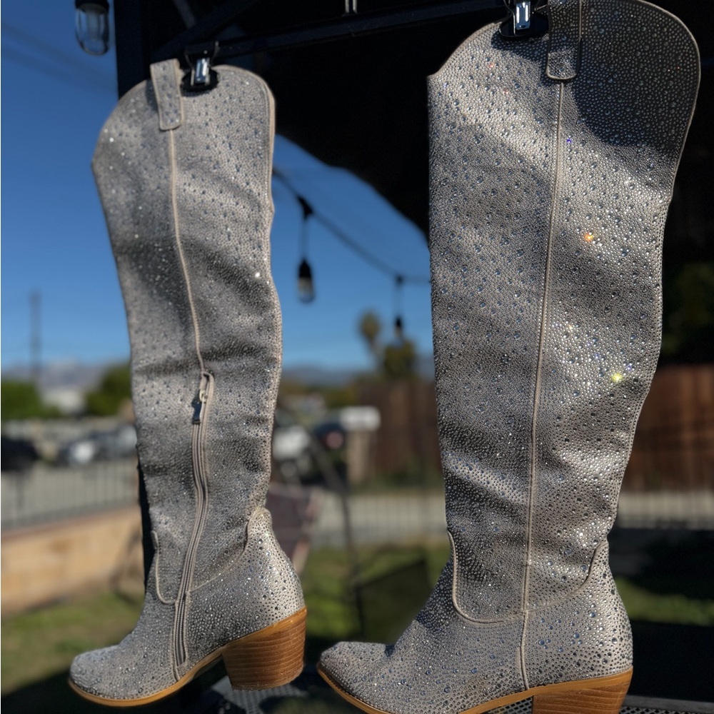 Othr Sparkling Silver Over the Knee Boots